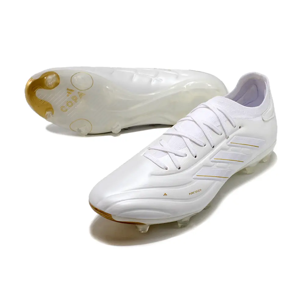 Chuteira Campo Adidas Copa Pure II + FG Branca e Dourada