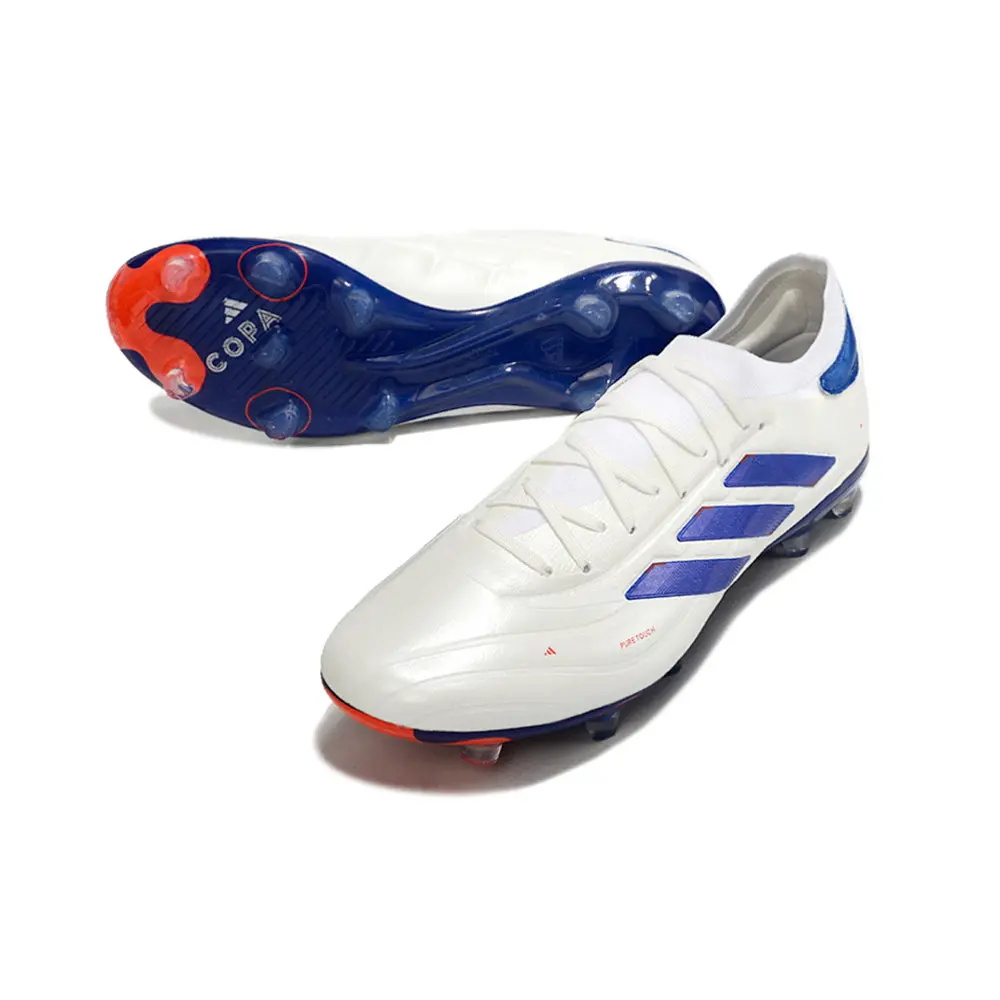 Chuteira Campo Adidas Copa Pure II + FG Branca, Azul e Ve...