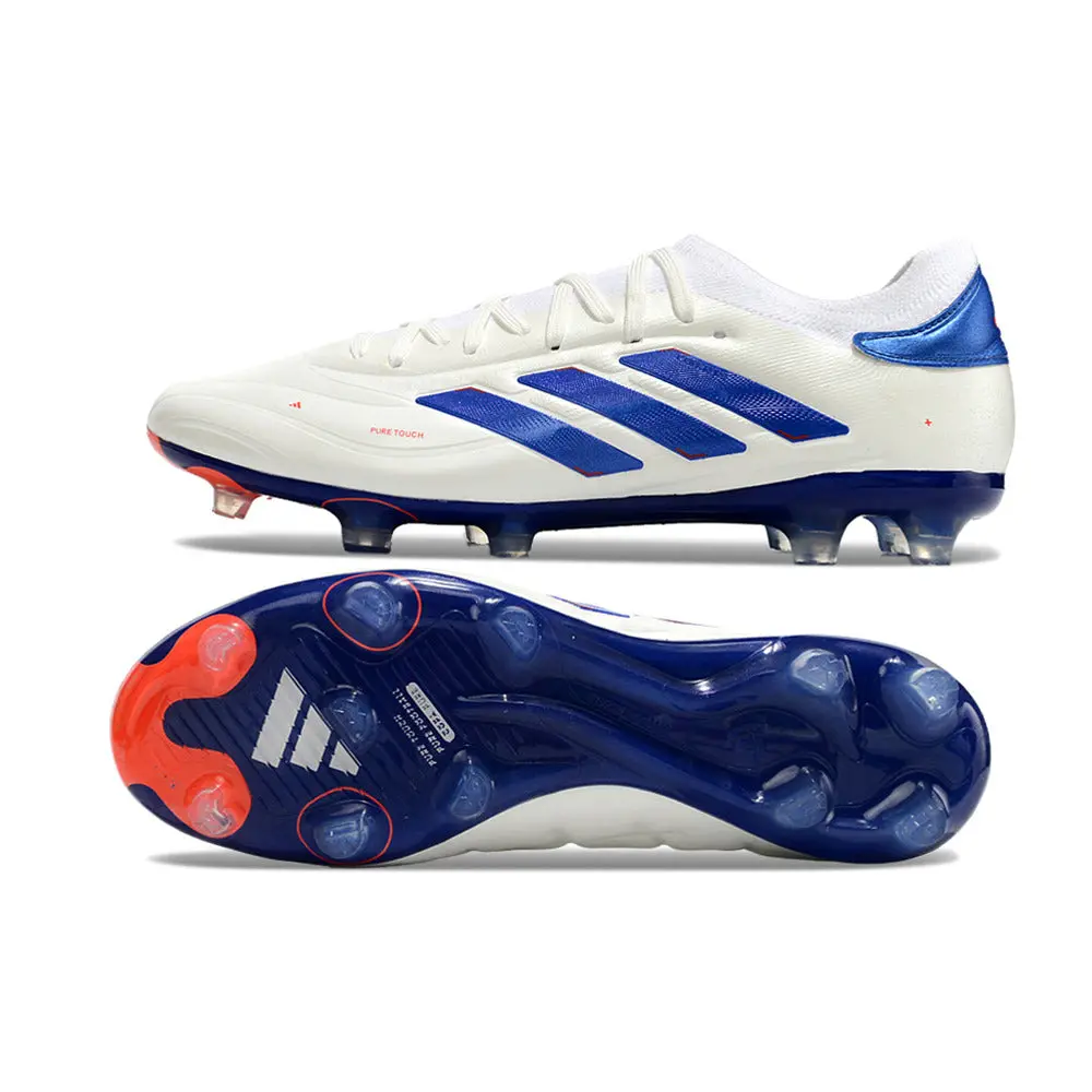 Chuteira Campo Adidas Copa Pure II + FG Branca, Azul e Ve...