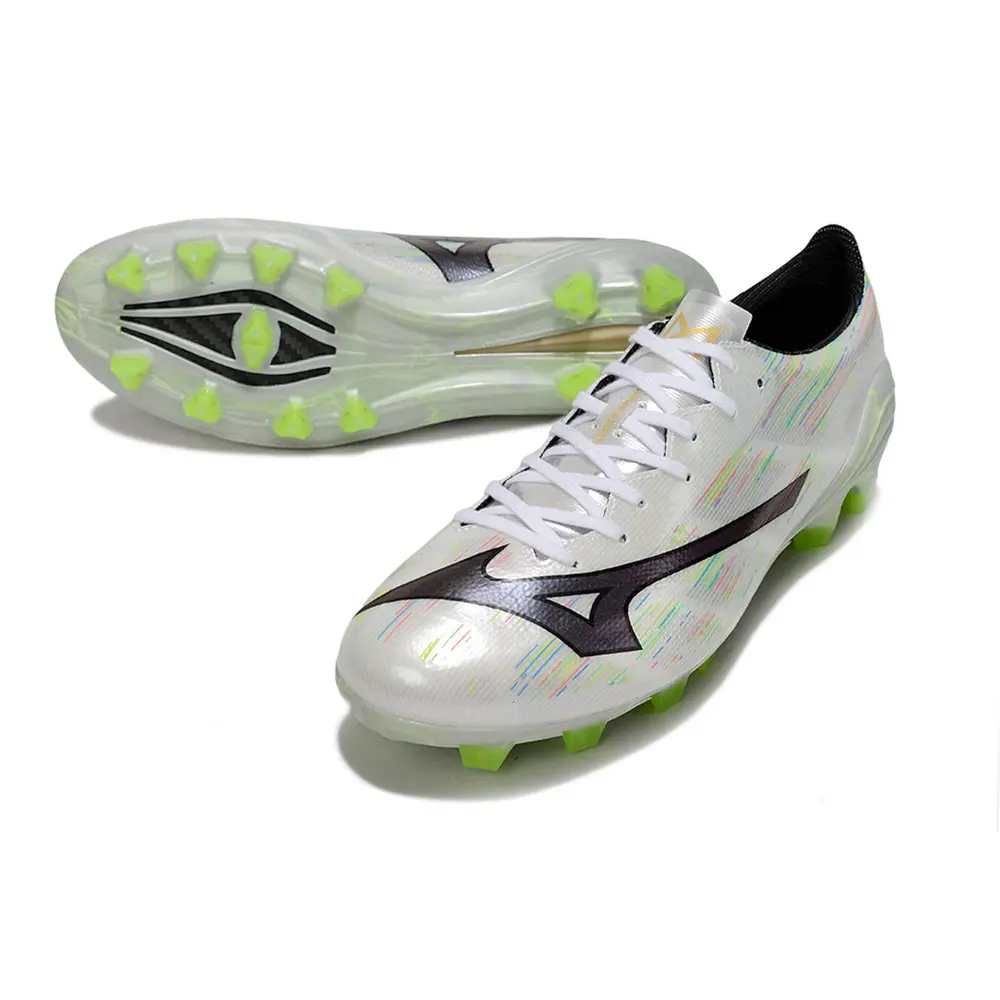 Chuteira Campo Mizuno Alpha II FG Branco e Verde