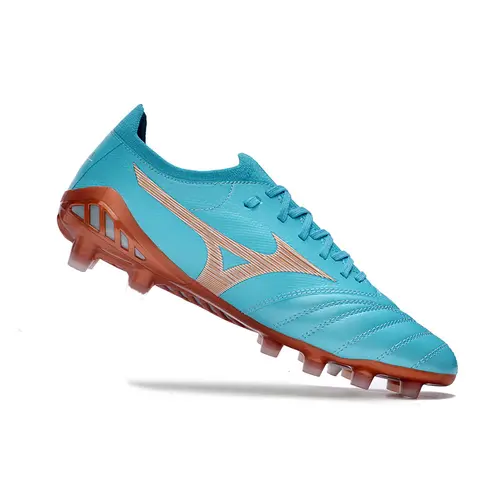 Chuteira Campo Mizuno Morelia Neo 3 FG Azul e Bronze 