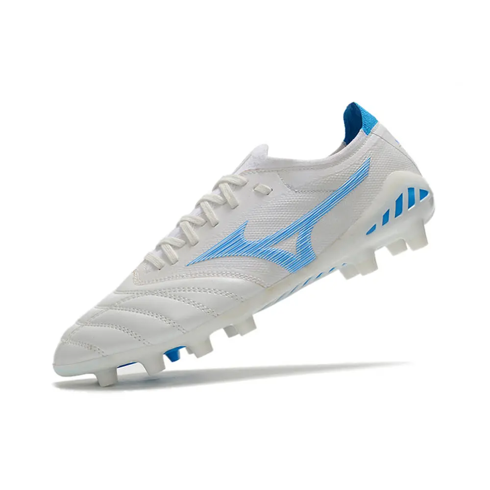 Chuteira Campo Mizuno Morelia Neo 3 FG Branca e Azul