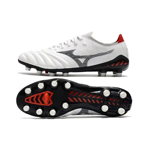 Chuteira Campo Mizuno Morelia Neo 3 FG Branca, Prata e Preta