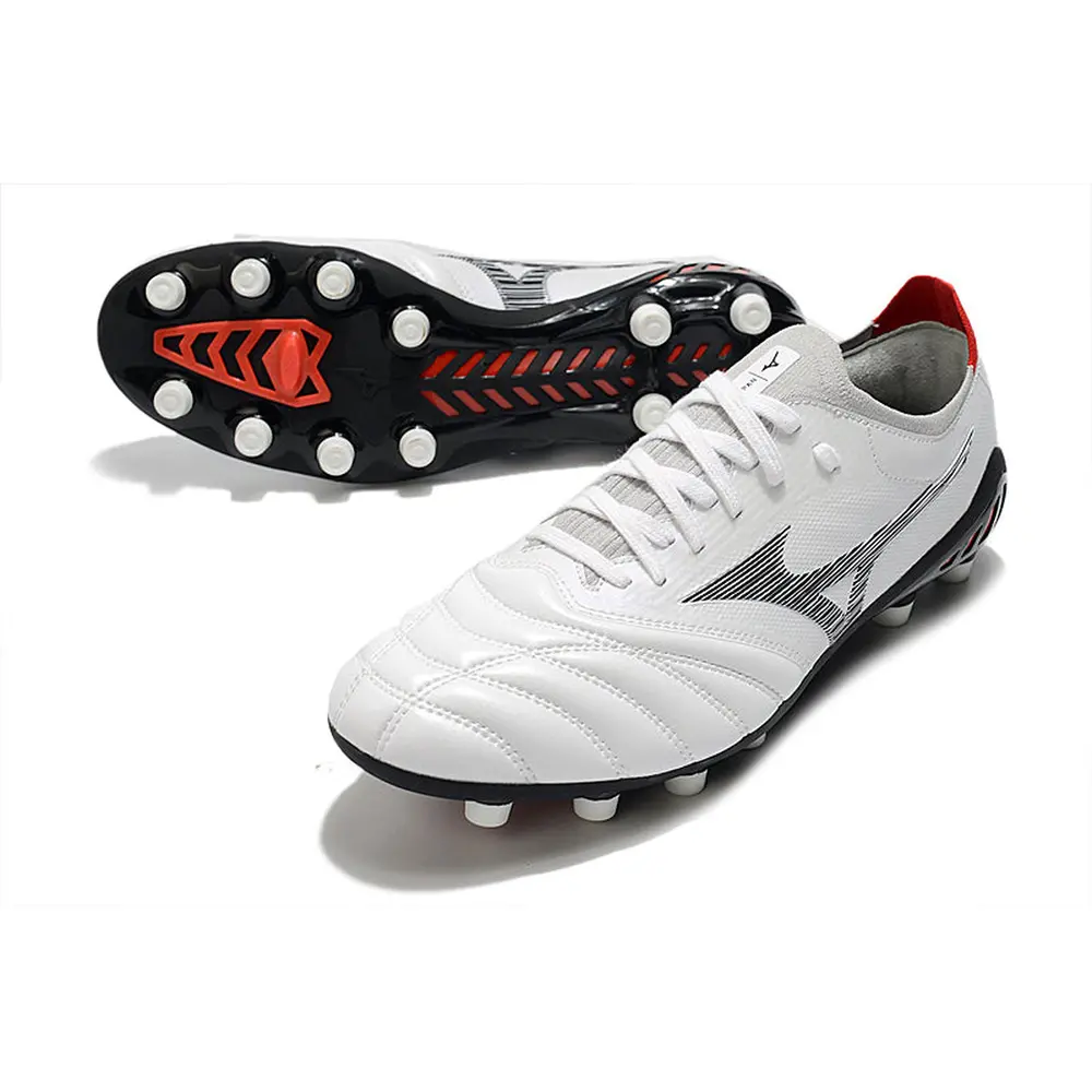 Chuteira Campo Mizuno Morelia Neo 3 FG Branca, Prata e Preta