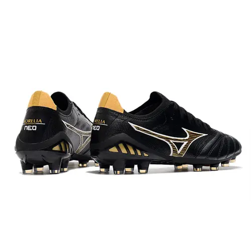 Chuteira Campo Mizuno Morelia Neo 3 FG Preta e Dourada