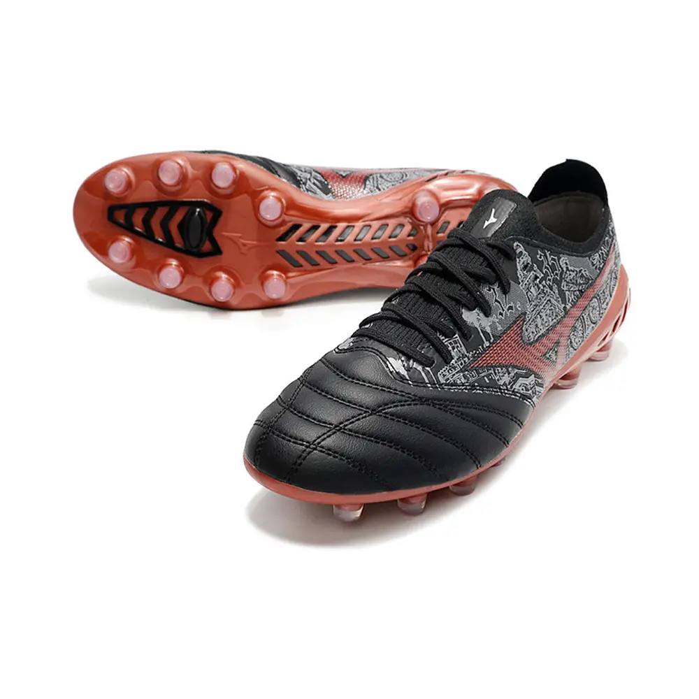 Chuteira Campo Mizuno Morelia Neo 3 FG Preta e Vermelha