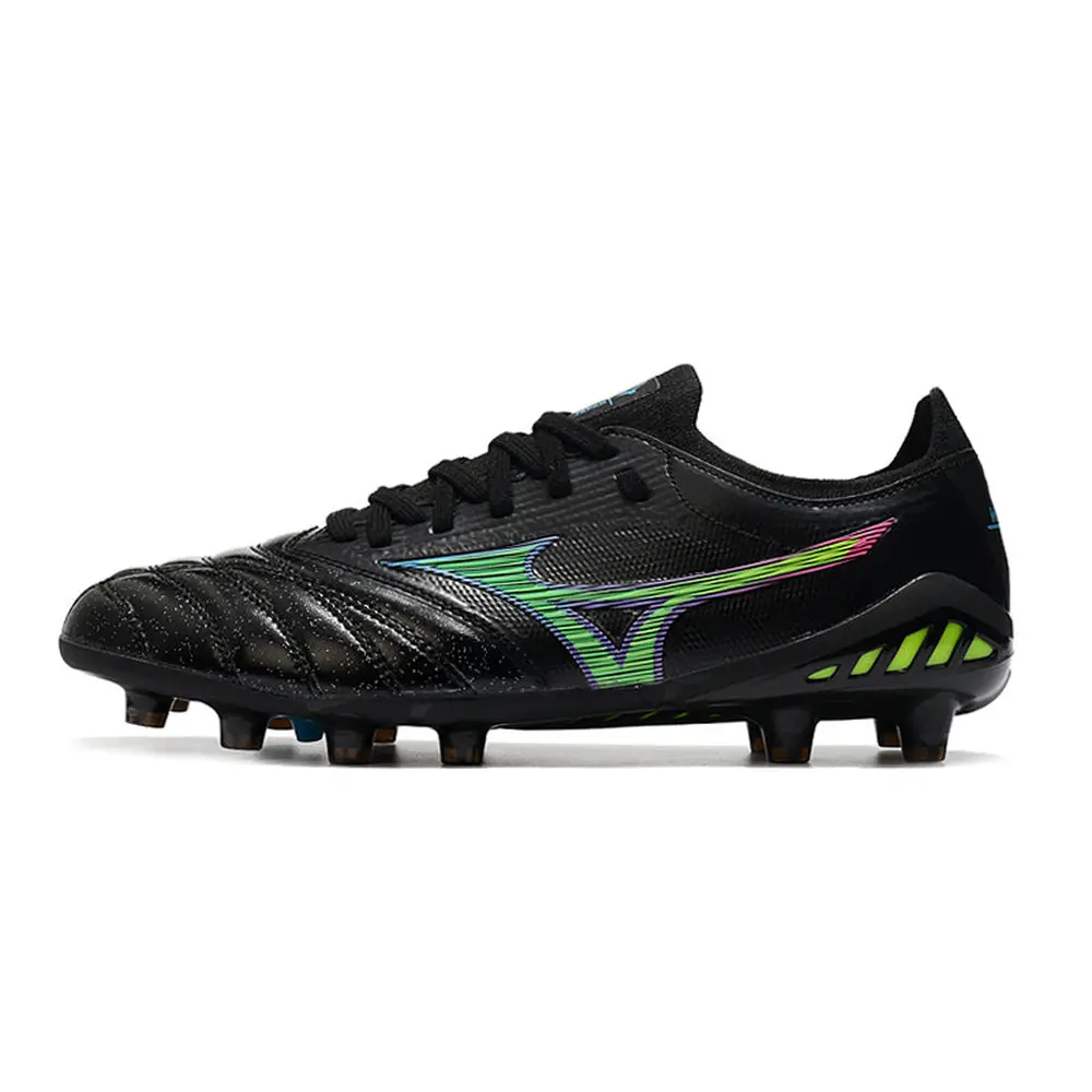 Chuteira Campo Mizuno Morelia Neo 3 FG Preta, Verde e Azul