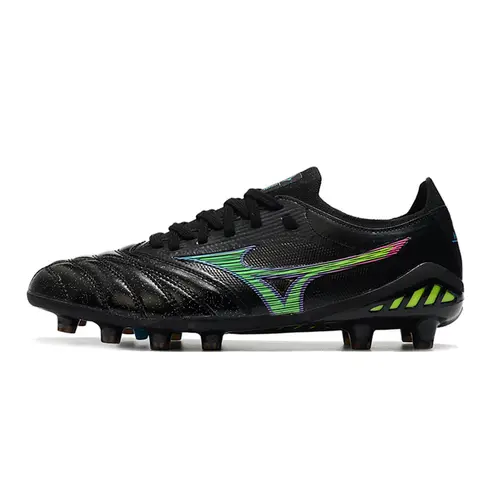 Chuteira Campo Mizuno Morelia Neo 3 FG Preta, Verde e Azul