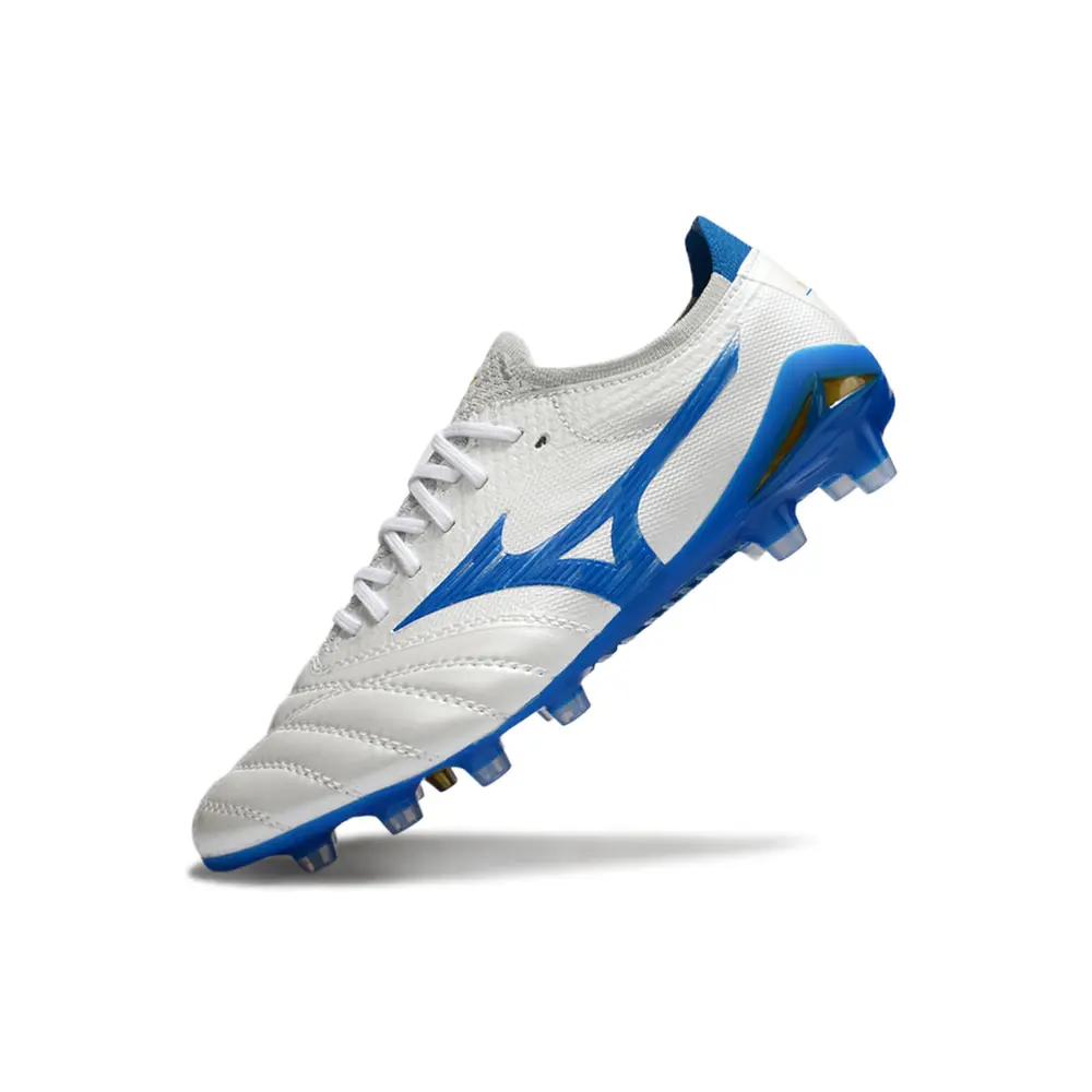 Chuteira Campo Mizuno Morelia Neo 4 Beta FG Branca e Azul