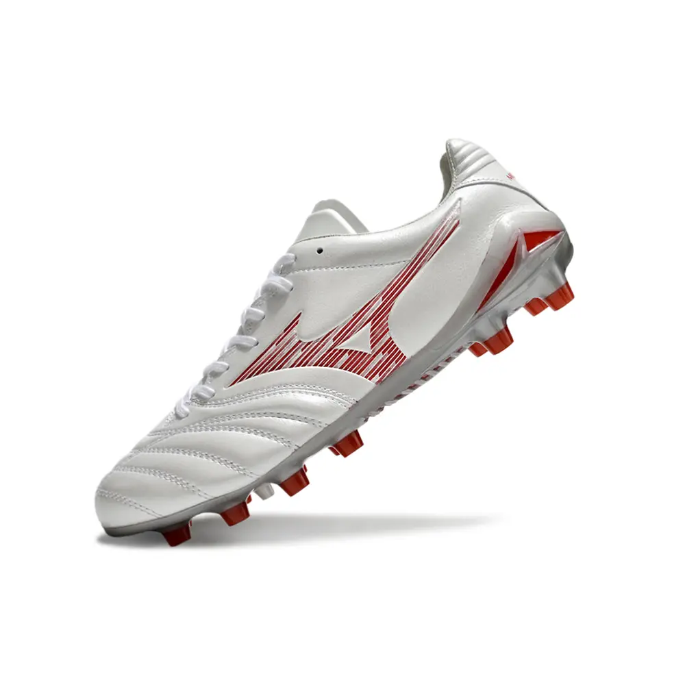 Chuteira Campo Mizuno Morelia Neo 4 Beta FG Branca e Verm...