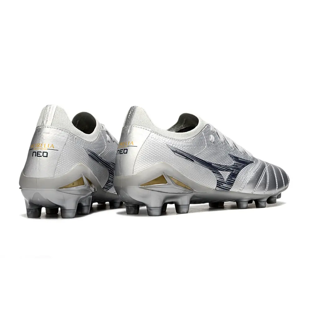 Chuteira Campo Mizuno Morelia Neo 4 Beta FG Prata
