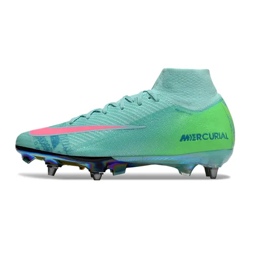 Chuteira Campo Nike Air Zoom Mercurial Superfly 10 Elite Trava Mista Verde e Rosa - Cosmic Speed
