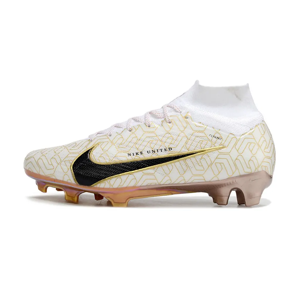 Chuteira Campo Nike Mercurial Superfly 9 Elite FG | Branca e Dourada