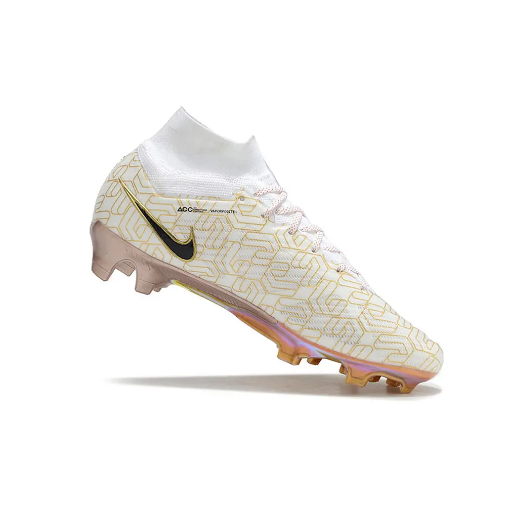 Chuteira Campo Nike Mercurial Superfly 9 Elite FG | Branca e Dourada