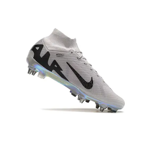 Chuteira Campo Nike Air Zoom Mercurial Superfly 9 Elite Trava Mista Prata e Preto - Rising Gem Pack