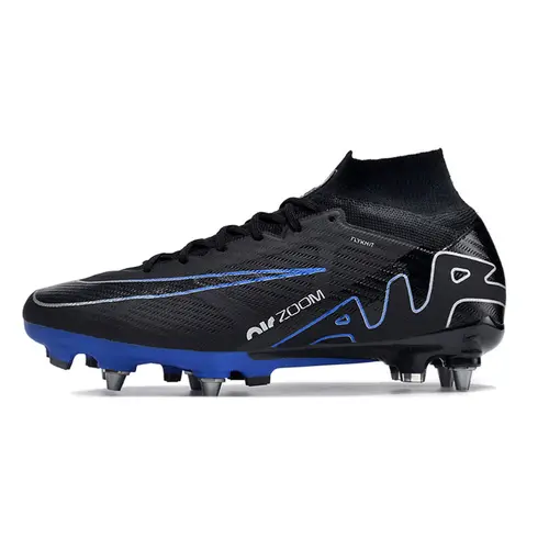 Chuteira Campo Nike Air Zoom Mercurial Superfly 9 Elite Trava Mista Preta e Azul - Shadow Pack