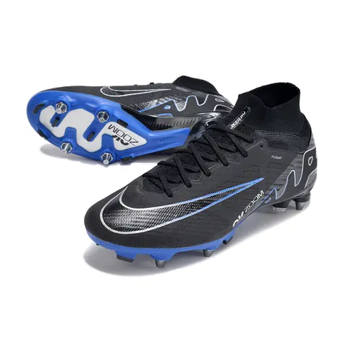 Chuteira Campo Nike Air Zoom Mercurial Superfly 9 Elite Trava Mista Preta e Azul - Shadow Pack