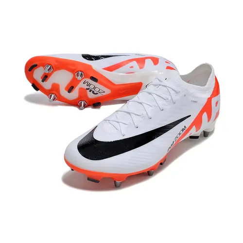 Chuteira Campo Nike Air Zoom Mercurial Vapor 15 Elite Trava Mista Branca e Laranja - Ready Pack