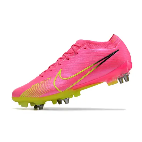 Chuteira Campo Nike Air Zoom Mercurial Vapor 15 Elite Trava Mista Rosa e Verde 