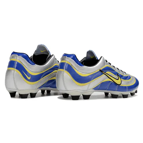 Chuteira Campo Nike Mercurial Vapor 1998 FG Prata, Azul e Amarelo - R9