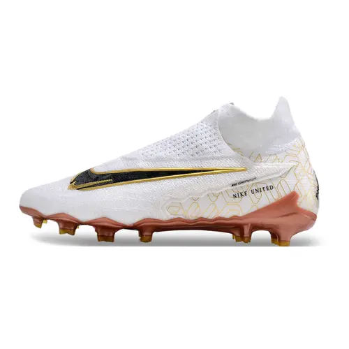 Chuteira Campo Nike Phantom GX DF Elite FG Branca e Dourado 