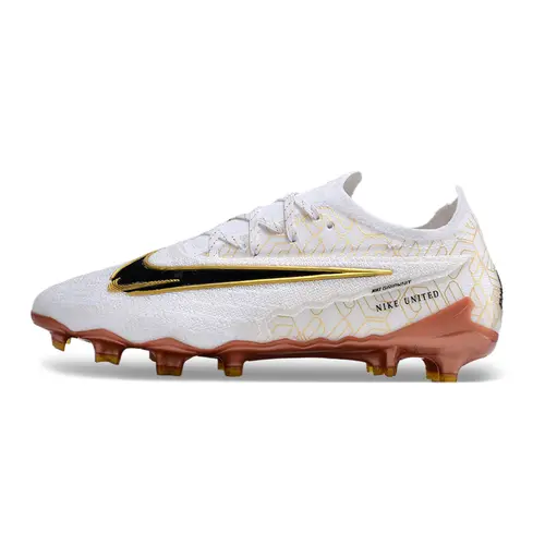 Chuteira Campo Nike Phantom GX Elite FG Branca e Dourada 