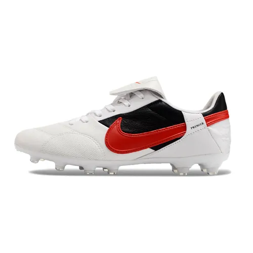 Chuteira Campo Nike Premier 3 FG Branca, Vermelha e Preta