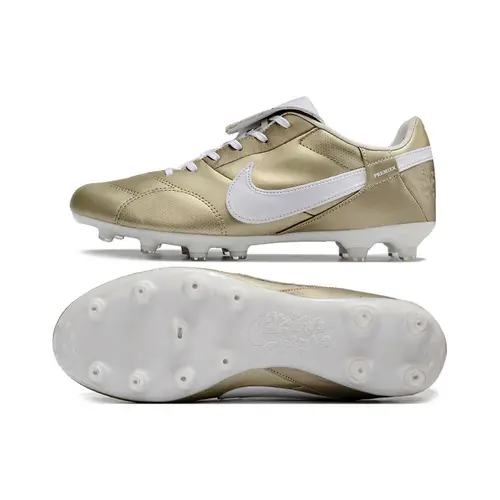 Chuteira Campo Nike Premier 3 FG Dourada e Branca