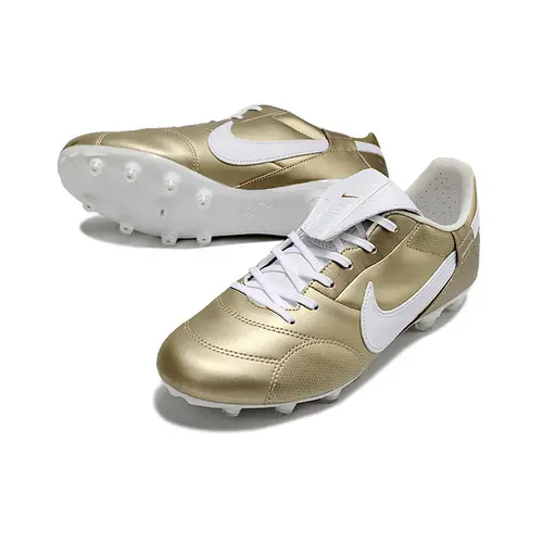 Chuteira Campo Nike Premier 3 FG Dourada e Branca