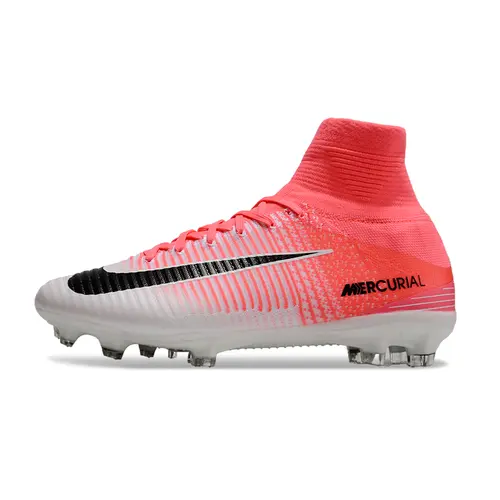 Chuteira Campo Nike Retrô Mercurial Superfly 5 FG Branca e Rosa