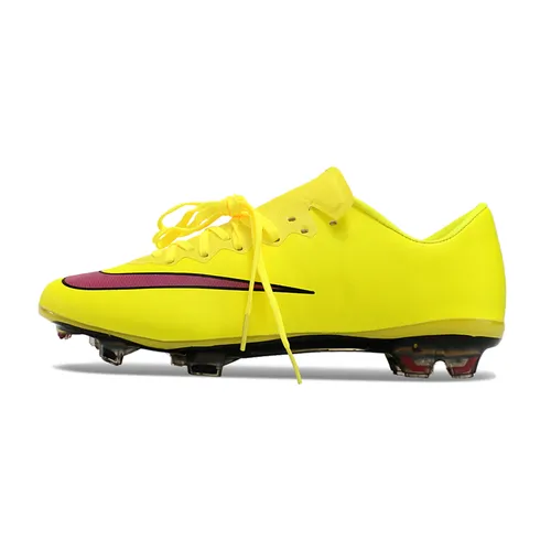 Chuteira Campo Nike Retrô Mercurial Vapor 10 FG Amarela e Rosa