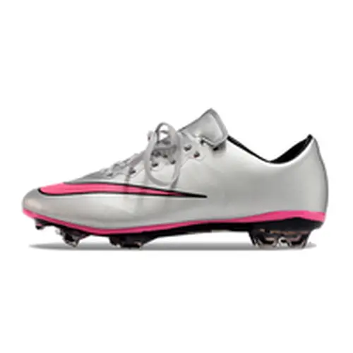 Chuteira Campo Nike Retrô Mercurial Vapor 10 FG Prata e Rosa