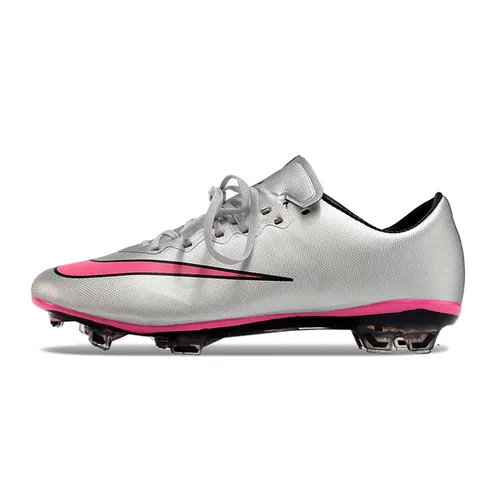 Chuteira Campo Nike Retrô Mercurial Vapor 10 FG Prata e Rosa