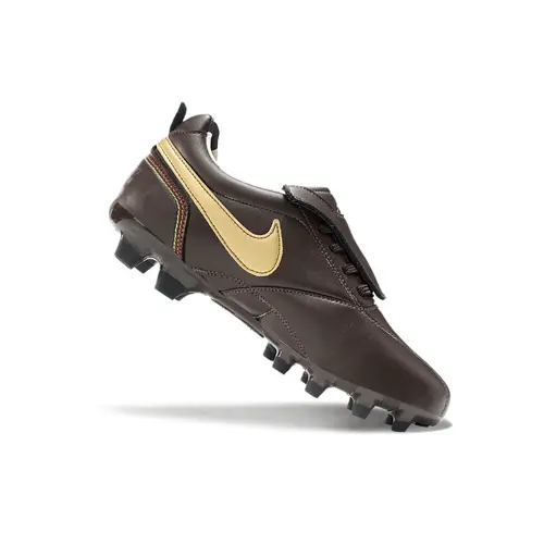 Chuteira Campo Nike Retrô Tiempo Legend R10 Elite Marrom e Dourado