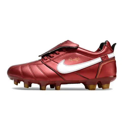 Chuteira Campo Nike Retrô Tiempo Legend R10 Elite Vermelha e Branca