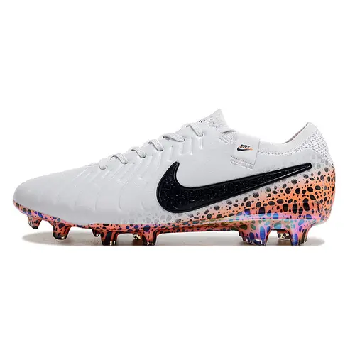Chuteira Campo Nike Tiempo Legend 10 Elite FG Branca, Preto e Laranja - Electric Pack