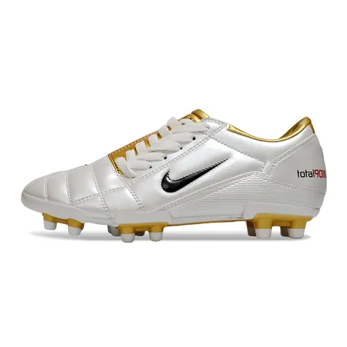 Chuteira Campo Nike Total 90 FG Branca e Dourada