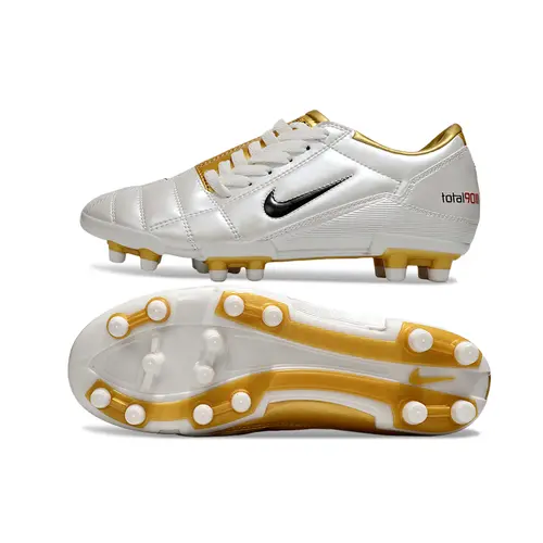 Chuteira Campo Nike Total 90 FG Branca e Dourada