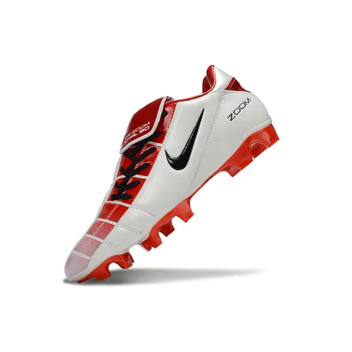 Chuteira Campo Nike Total 90 FG Branca e Vermelha