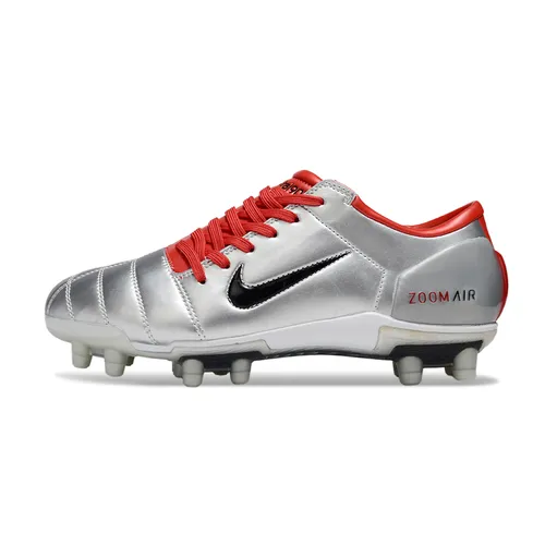Chuteira Campo Nike Total 90 FG Prata e Vermelha