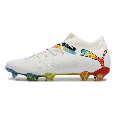 Chuteira Campo Puma Future 7 FG Branca e Colorida 