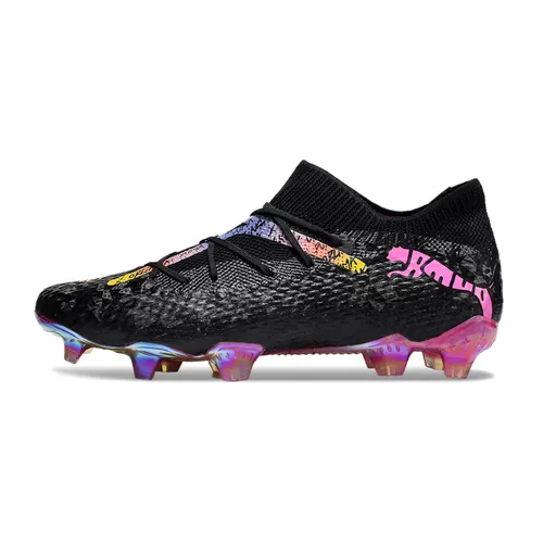 Chuteira Campo Puma Future 7 FG Preta e Rosa "Orlinski"