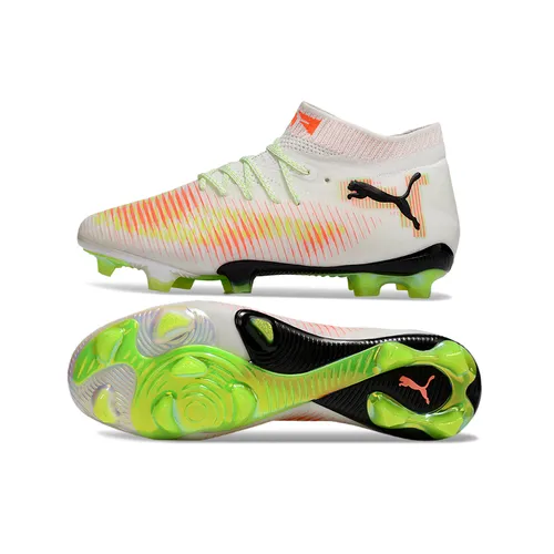 Chuteira Campo Puma Future 8 FG Branca, Laranja e Verde - Launch Edition