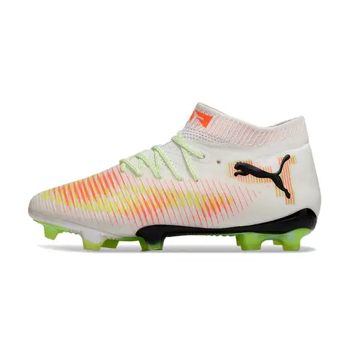 Chuteira Campo Puma Future 8 FG Branca, Laranja e Verde - Launch Edition