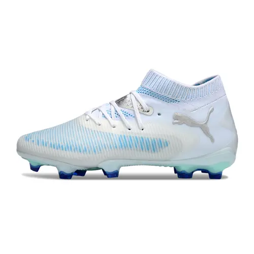 Chuteira Campo Puma Future 8 FG Branco e Azul