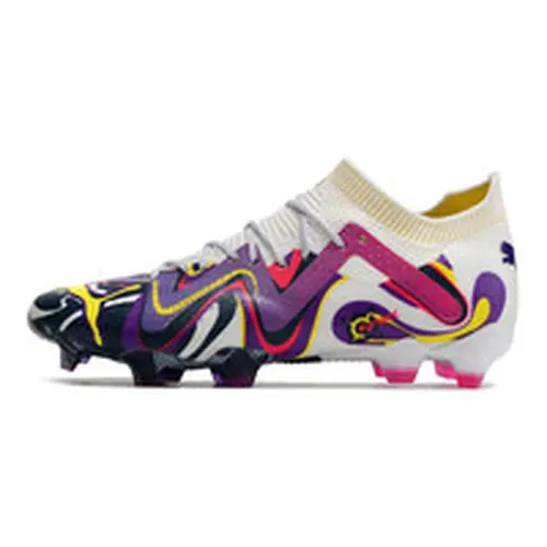 Chuteira Campo Puma Future Ultimate FG Branca e Roxa - Creativy Pack