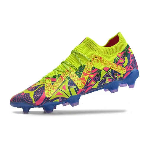 Chuteira Campo Puma Future Ultimate FG Verde, Rosa e Azul - Energy Pack