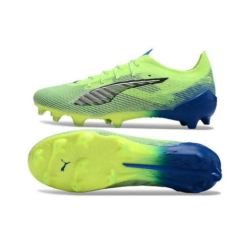 Chuteira Campo Puma Ultra 5 Ultimate FG Verde e Azul - Lights Out Pack