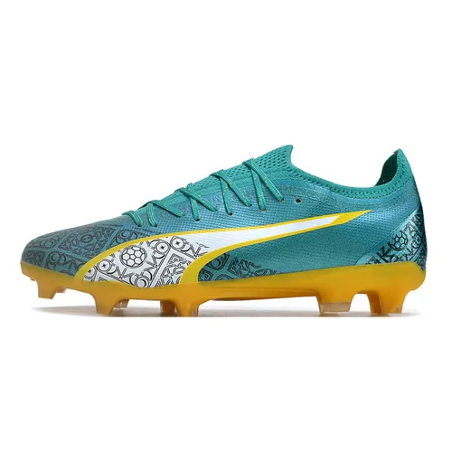 Chuteira Campo Puma Ultra Ultimate FG Azul e Amarela - Dream Factory