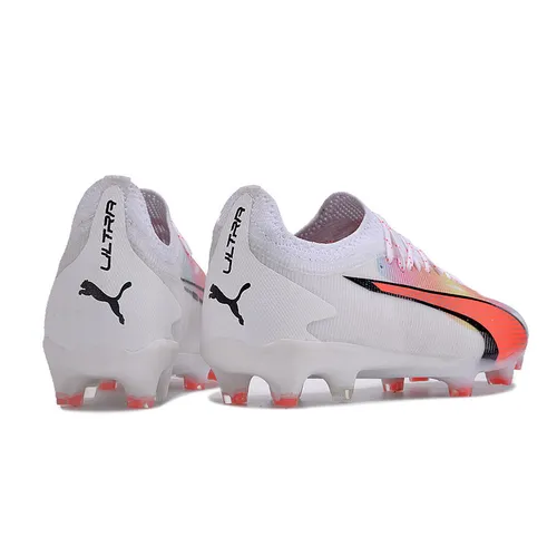 Chuteira Campo Puma Ultra Ultimate FG Branca e Vermelha - Breakthrough Pack